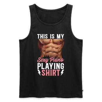 Piano Music Lover - This Is My Sexy Piano Playing - Men's Premium Organic Tank Top - black - Front - Michal (187cm)