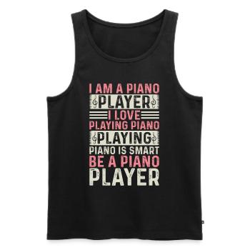 Je suis un pianiste J’aime jouer du piano - Piano K - Débardeur bio Premium Homme - noir - Devant - AI Model Male 178 light (178cm)