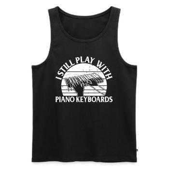 I Still Play With Piano Keyboards - Piano Keyboard - Men's Premium Organic Tank Top - black - Front - AI Model Male 178 light (178cm)