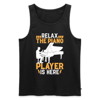 Relax The Piano Player Is Here - Clavier Pianiste - Débardeur bio Premium Homme - noir - Devant - Michal (187cm)