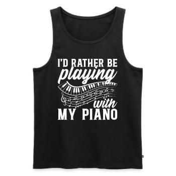 Piano Keyboard Player - I'd Rather Be Playing With - Men's Premium Organic Tank Top - black - Front - Michal (187cm)