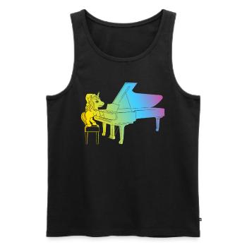 Unicorn Piano Player - Funny Piano Player Unicorn - Männer Premium Bio Tank Top - Schwarz - Vorne - Michal (187cm)