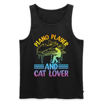 Piano Player And Cat Lover - Keyboardist Playing P - Men's Premium Organic Tank Top - black - Front - AI Model Male 178 light (178cm)