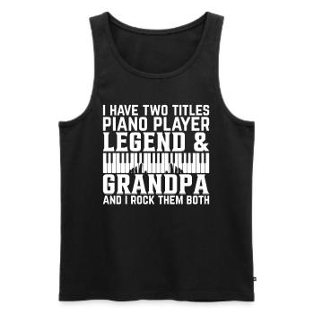 Pianiste Grandpa - Pianiste à clavier Grand - Débardeur bio Premium Homme - noir - Devant - AI Model Male 178 light (178cm)