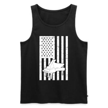 Piano Pianiste Piano Drapeau Américain Piano patriotique - Débardeur bio Premium Homme - noir - Devant - AI Model Male 178 light (178cm)
