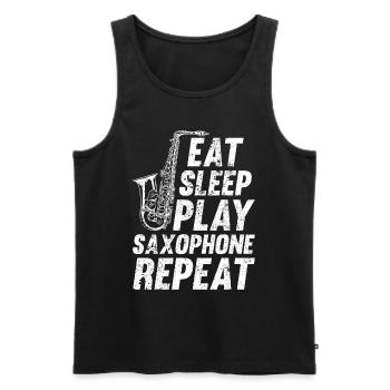 Eat Sleep Play Saxophone Repeat Sax Music Lover Sa - Männer Premium Bio Tank Top - Schwarz - Vorne - AI Model Male 178 light (178cm)