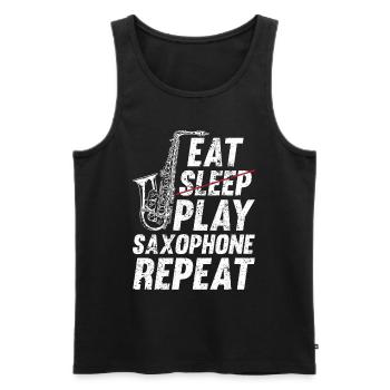 Eat Sleep Play Saxophone Repeat Sax Player Saxopho - Männer Premium Bio Tank Top - Schwarz - Vorne - AI Model Male 178 light (178cm)