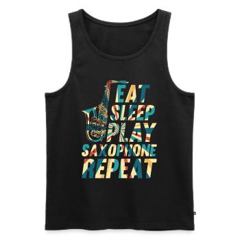 Eat Sleep Play Saxophone Répéter Saxophone Instrume - Débardeur bio Premium Homme - noir - Devant - Michal (187cm)