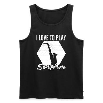 J'aime jouer du saxophone - Saxophoniste Saxophone P - Débardeur bio Premium Homme - noir - Devant - Michal (187cm)
