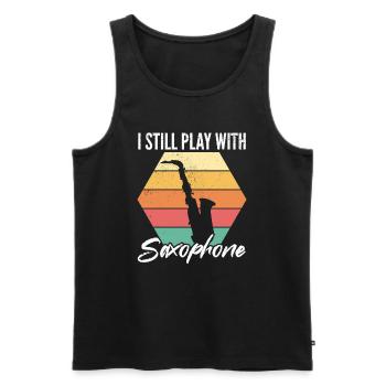 I Still Play With Saxophone - Sax Player Saxophoni - Männer Premium Bio Tank Top - Schwarz - Vorne - AI Model Male 178 light (178cm)