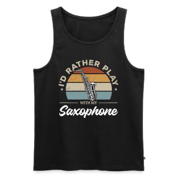 Je préfère jouer avec mon saxophone - Saxophone Saxophone - Débardeur bio Premium Homme - noir - Devant - AI Model Male 178 light (178cm)