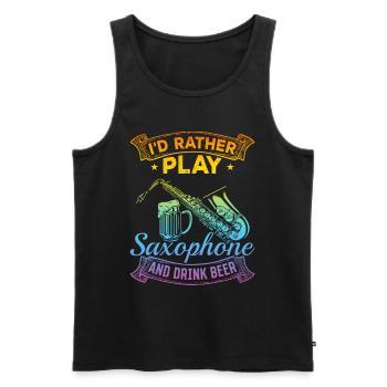 Je préfère jouer du saxophone et boire de la bière - Saxopho - Débardeur bio Premium Homme - noir - Devant - Michal (187cm)
