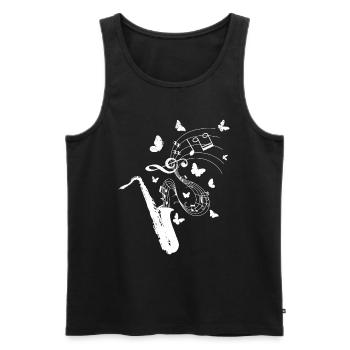Saxophone Papillons Saxophone Saxophoniste Saxopho - Débardeur bio Premium Homme - noir - Devant - Michal (187cm)