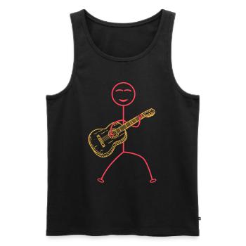 Funny Guitar Player Stick Figure Funny Guitarist - Männer Premium Bio Tank Top - Schwarz - Vorne - Michal (187cm)