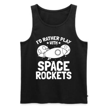 Aerospace Space Travel - I'd Rather Play With Spac - Männer Premium Bio Tank Top - Schwarz - Vorne - Michal (187cm)