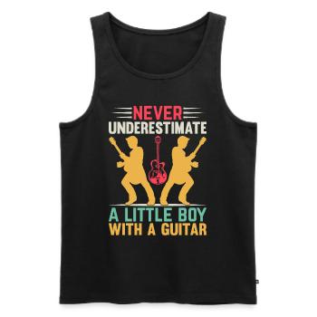 Never Underestimate A Little Boy With A Guitar I G - Men's Premium Organic Tank Top - black - Front - Michal (187cm)
