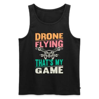Pilote de drone quadricoptère - Drone volant C’est mon Ga - Débardeur bio Premium Homme - noir - Devant - Michal (187cm)