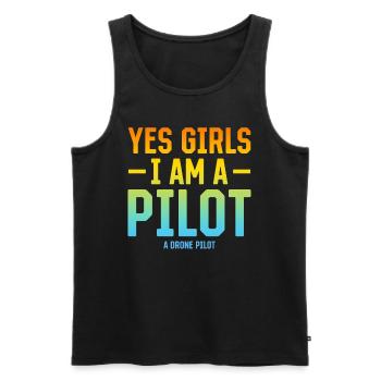 Oui les filles Je suis un pilote Un pilote de drone - Débardeur bio Premium Homme - noir - Devant - Michal (187cm)