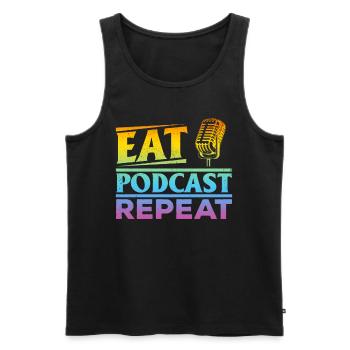 Podcasting Podcast Host Podcaster - Eat Podcast Re - Débardeur bio Premium Homme - noir - Devant - AI Model Male 178 light (178cm)