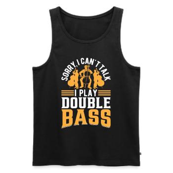 Double Bassiste - Désolé je ne peux pas parler je joue double - Débardeur bio Premium Homme - noir - Devant - Michal (187cm)