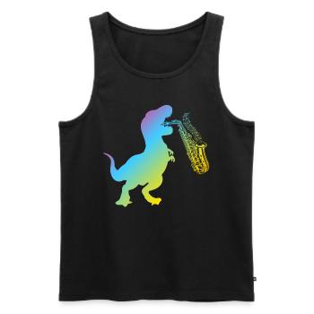 Dino Saxophone Player - Funny Saxophonist Dinosaur - Männer Premium Bio Tank Top - Schwarz - Vorne - AI Model Male 178 light (178cm)