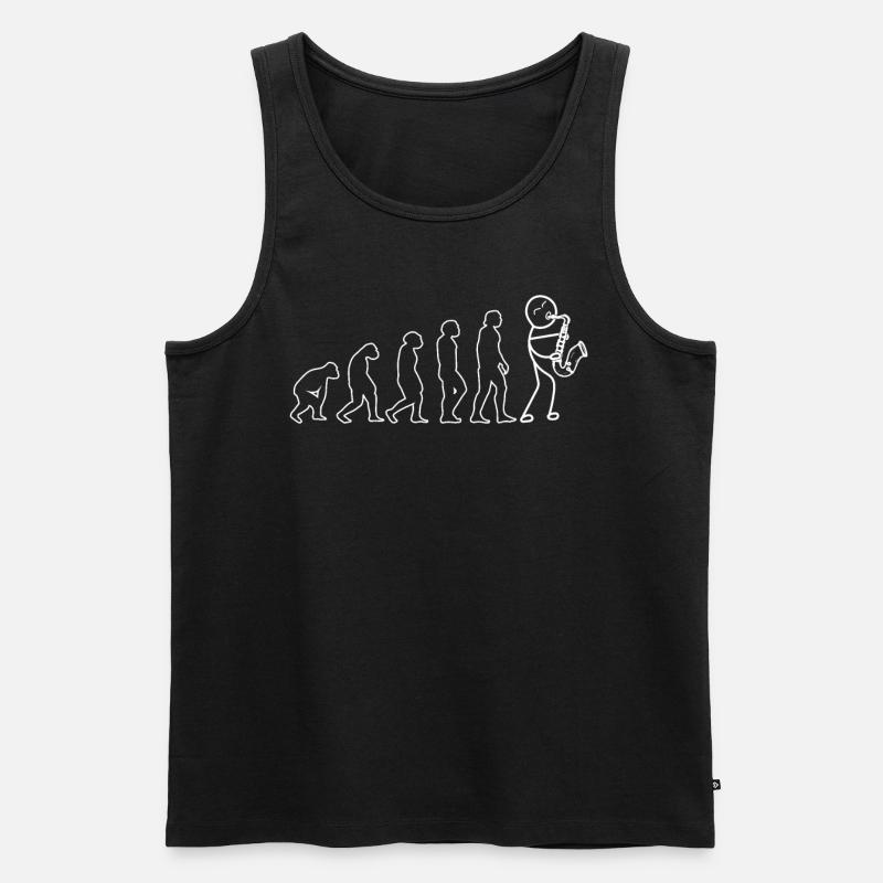 Funny Saxophonist Evolution Saxophone Player - Männer Premium Bio Tank Top - Schwarz
