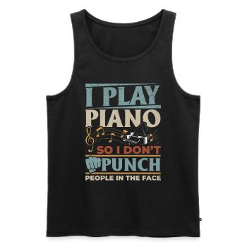 I Play Piano So I Don't Punch People In The Face P - Männer Premium Bio Tank Top - Schwarz - Vorne - Michal (187cm)