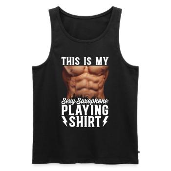 C’est mon saxophone sexy jouant du saxophone chemise - Débardeur bio Premium Homme - noir - Devant - Michal (187cm)