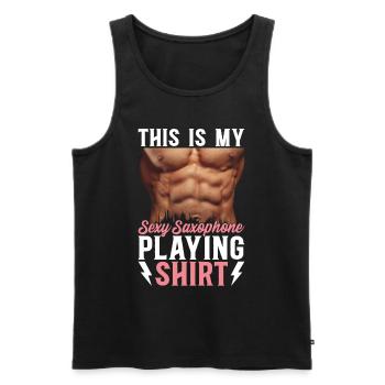 C’est mon saxophone sexy jouant du saxophone chemise - Débardeur bio Premium Homme - noir - Devant - Michal (187cm)