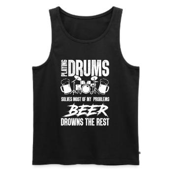 Playing Drums Solves Most Of My Problems - Funny D - Men's Premium Organic Tank Top - black - Front - Michal (187cm)