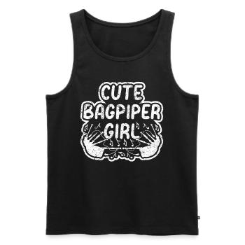 Cute Bagpiper Girl Bagpipe Music Notes & Bagpipe M - Men's Premium Organic Tank Top - black - Front - Michal (187cm)