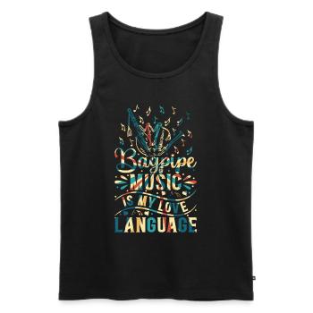 Bagpiper - Bagpipe Music Is My Love Language - Men's Premium Organic Tank Top - black - Front - Michal (187cm)