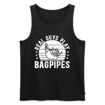 Real Guys Play Bagpipes - Bagpipe Player Bagpiper - Männer Premium Bio Tank Top - Schwarz - Vorne - Michal (187cm)