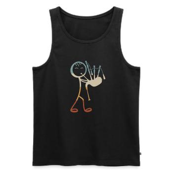 Bagpipe Player Stick Figure Bagpiper Bagpipe Instr - Männer Premium Bio Tank Top - Schwarz - Vorne - Michal (187cm)