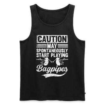Caution May Spontaneously Start Playing Bagpipe Pl - Männer Premium Bio Tank Top - Schwarz - Vorne - AI Model Male 178 light (178cm)
