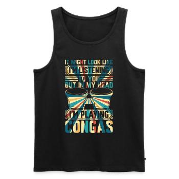 Conga Drums - In My Head I'm Playing Congas - Männer Premium Bio Tank Top - Schwarz - Vorne - Michal (187cm)