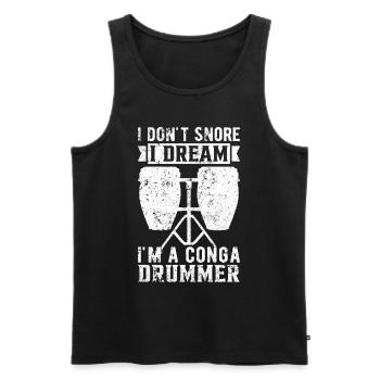 Je ne ronfle pas Je rêve que je suis un batteur de conga - Débardeur bio Premium Homme - noir - Devant - Michal (187cm)