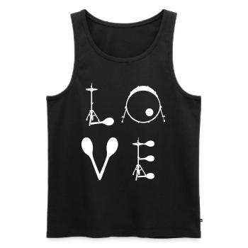 Love Drums Drum Player Drummer Musician - Men's Premium Organic Tank Top - black - Front - AI Model Male 178 light (178cm)