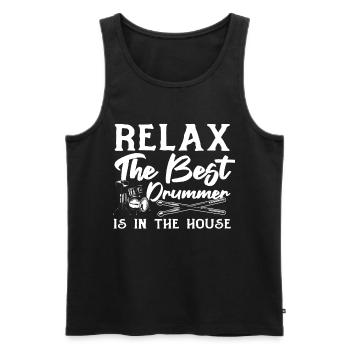 Relax The Best Drummer Is In The House - Drum Play - Männer Premium Bio Tank Top - Schwarz - Vorne - Michal (187cm)