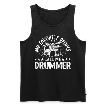 Mes gens préférés m’appellent batteur - Joueur de batterie - Débardeur bio Premium Homme - noir - Devant - AI Model Male 178 light (178cm)
