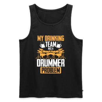 Mon équipe de buveurs a un problème de batteur - Funny Dru - Débardeur bio Premium Homme - noir - Devant - AI Model Male 178 light (178cm)