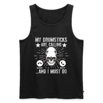 Mes baguettes appellent I Must Go - Funny Drum P - Débardeur bio Premium Homme - noir - Devant - Michal (187cm)