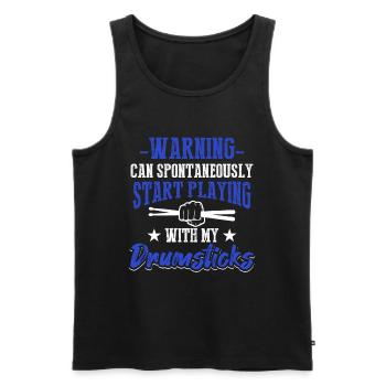 Warning Can Spontaneously Start Playing With My Dr - Männer Premium Bio Tank Top - Schwarz - Vorne - Michal (187cm)