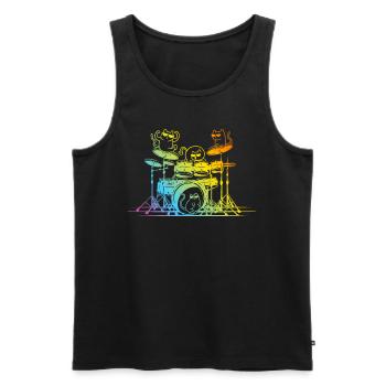 Drum Set Player Cats - Drôle de batteur Cats - Débardeur bio Premium Homme - noir - Devant - Michal (187cm)