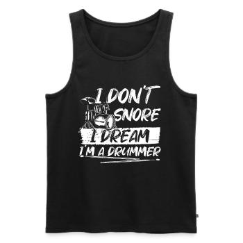 Je ne ronfle pas, je rêve que je suis batteur - Drumme drôle - Débardeur bio Premium Homme - noir - Devant - Michal (187cm)
