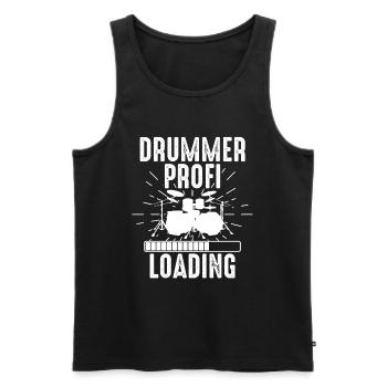 Drummer Profi Loading - Joueur de batterie drôle de batteur - Débardeur bio Premium Homme - noir - Devant - AI Model Male 178 light (178cm)