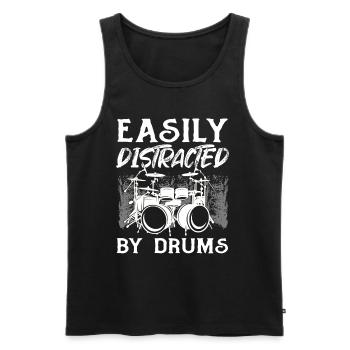 Drummer Musician Drums - Facilement distrait par Drum - Débardeur bio Premium Homme - noir - Devant - Michal (187cm)