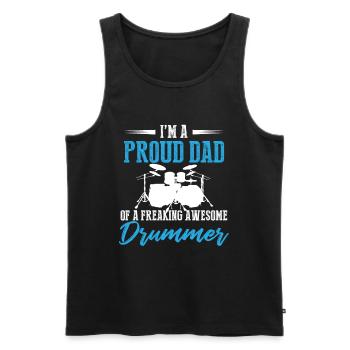 I'm A Proud Dad Of A Freaking Awesome Drummer - Männer Premium Bio Tank Top - Schwarz - Vorne - Michal (187cm)
