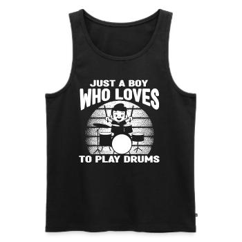 Drummer Boy - Just A Boy Who Loves To Play Drums - Männer Premium Bio Tank Top - Schwarz - Vorne - Michal (187cm)