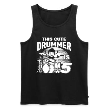 Birthday Drummer Boy - This Cute Drummer Is 5 Year - Männer Premium Bio Tank Top - Schwarz - Vorne - Michal (187cm)